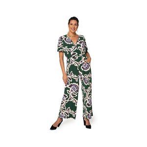 Tuta da donna Leota verde rubino, taglia S, a vita alta, traspirante, con stampa fantasia, stile fitness, patchwork in rete, ODM - Product Image 1