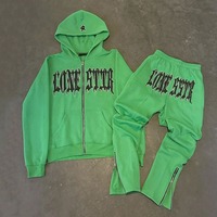 Conjunto de Sudadera con Capucha y Pantalón de Chándal Unisex Talla Grande XXL Personalizado con Pedrería, Transpirable, Elástico en Cuatro Direcciones, Grueso, con Cremallera y Corte Acampanado para Invierno