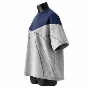 Camiseta de hombre oversize personalizada con paneles en contraste, estilo streetwear con bloques de color, de algodón, de manga corta, casual, de moda, con cuello ringer. - Product Image 4