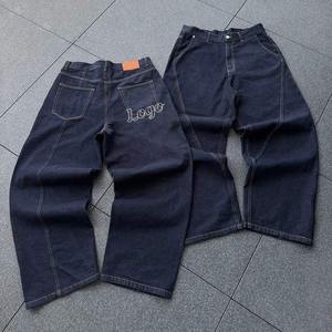 Custom Embroidery <b>Men's</b> Cotton Oversize Jeans High Quality Streetwears Wash <b>Wide</b> <b>Leg</b> Baggy Denim Jeans Pants <b>Trousers</b> <b>for</b> <b>Men</b> - Product Image 1