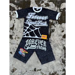 Venta al por mayor nueva moda de verano hombres pantalones cortos conjunto para la venta 100% alta calidad hombres 2 piezas pantalones cortos de diamantes de imitación conjunto a granel cantidad - Product Image 6