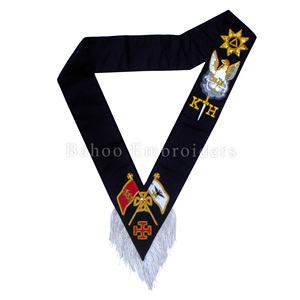 Masonic regalia Rose Croix สายคาดเอว32ND องศาของริบบิ้นสีดำปักด้วยมือพร้อมขอบเงินที่ด้านล่าง - Product Image 3