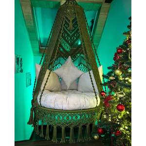 Silla Colgante de Macramé Bohemia de Alta Calidad, Hamaca Versátil para Sala de Estar Interior, Balcón o Uso en Exteriores - Product Image 1