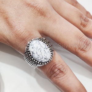Nueva llegada Anillo para hombre Piedra preciosa de ópalo dendrítico natural Anillo de piedra natal de Octubre Joyería de Navidad árabe Anillo de plata esterlina 925 - Product Image 5