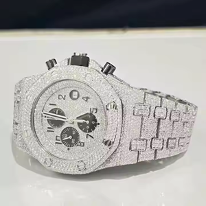 2025Nuevos relojes de pulsera de diamantes Icedown Moissanite de alta calidad Reloj de acero inoxidable de estilo Hip Hop personalizado de lujo fino para hombres - Product Image 3