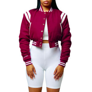 Veste universitaire vintage sur mesure OEM pour femmes, style brodé de type Letterman, manches en cuir personnalisées, doublure en coton, livraison rapide - Product Image 6