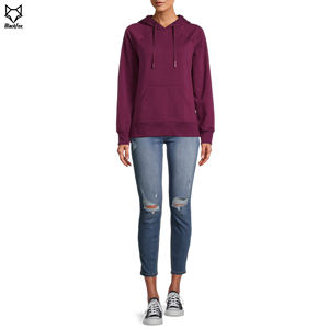 OEM personnalisé femmes foncé respirant écologique doublé polaire pull à capuche anti-boulochage transfert de chaleur impression hiver à capuche - Product Image 3