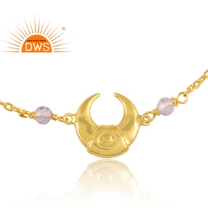 High Quality Sterling Silver 18K Gold Plated <b>Crystal</b> Quartz & Black Onyx Beaded Gemstone <b>Bracelet</b> Demi Fine Jewelry Manufacturer - Product Image 2