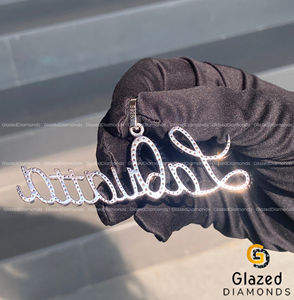 Pure Elegant 925 Sterling Silver Round Cut Moissanite Custom Hip Hop Letter Pendant Collection para mujeres o hombres con claridad VVS - Product Image 3