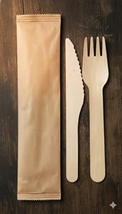Fourchette et couteau biodégradables en bois de Magnolia Conifera, prix d'usine KEGO Vietnam, écologiques, emballés dans du papier compostable - Product Image 2