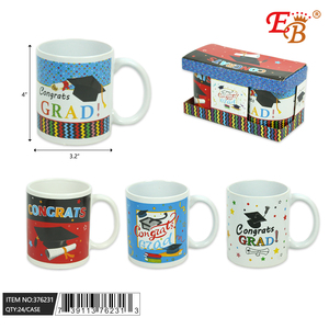 3.2\" X 3.8\" Classic Cute Porcelain Graduation <b>Ceramic</b> <b>Mug</b> 24 Sets (48PCS)/CS Dishwasher Microwave Safe with Lid 400ml Capacity - Product Image 1