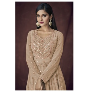 Traje étnico indio de Georgette para mujer, conjunto de Sharara, Dupatta, papel de aluminio bordado, traje Salwar para mujer india - Product Image 1