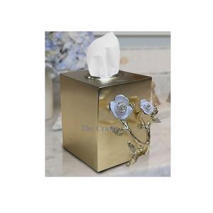 Porte-serviettes en aluminium et fer de couleur beige avec porte-papier de soie de qualité exclusive de forme rectangulaire - Product Image 6