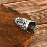 ANAM Cs120 Bague ajustable unisexe en argent 925 plaqué argent, motif clou vampire, classique, martelé texturé, audacieuse, cadeau