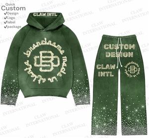 Survêtements en éponge française avec logo personnalisé Survêtements surdimensionnés unisexe en coton polaire épais et respirant pour hommes - Product Image 1