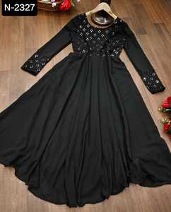 ชุดกาวน์ปักลาย Georgette Anarkali แขนยาวผ้าเรยอนสำหรับผู้หญิงชุดอินเดียปากีสถาน - Product Image 6