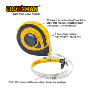 CROWNMAN strumenti di misurazione ad alta precisione 3:1 a sgancio rapido di ritorno 30m 50m ingegnere in fibra di vetro nastro misuratore lungo - Product Image 3