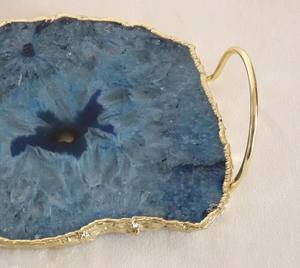 Bandeja decorativa de piedra de ágata acrílica de tamaño personalizado más vendida, mango chapado en oro, precio económico para uso doméstico, estilo moderno - Product Image 5