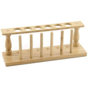 ชั้นวางหลอดทดลองไม้ 6 รู พร้อมหมุดแขวนสำหรับตาก - Product Image 1