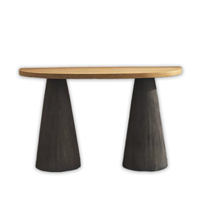 Table console en bois à double piédestal minimaliste, table d'entrée sculpturale, meubles de luxe pour couloir, style de design LeMieux et Cie - Product Image 1