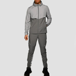 Conjunto de chaqueta cortavientos y Jogger de nailon con cremallera personalizado para hombre, pantalón corto de chándal de invierno con estampado DTG - Product Image 1