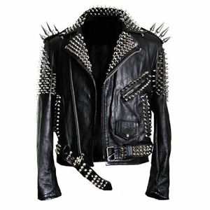 Veste en cuir pour femmes sur mesure en gros Vestes en cuir clouté véritable à la mode en tissu de peau de vache véritable avec pointes en métal unisexe - Product Image 1