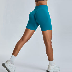 Pantalones cortos deportivos transpirables para mujer para correr al aire libre Pantalones cortos de yoga sin costuras-Pantalones calientes saludables Patrón sólido Elementos esenciales de entrenamiento - Product Image 3