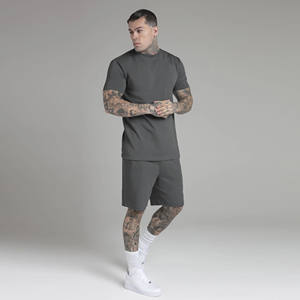 Conjunto de camiseta informal de estilo callejero de verano para hombre, Top de manga corta de algodón transpirable de Color sólido, Top fino de dos piezas - Product Image 4