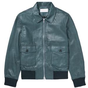 Best Price Custom Men's Sheep <b>Skin</b> Leather Jacket with Stand Collar and Front Logo Made in Pakistan - Product Image 1