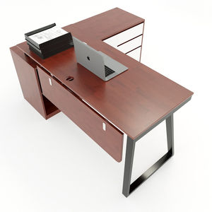 Escritorio Ejecutivo Contemporáneo SFTV004 con Superficie de Madera de Caucho de Alta Calidad, Estructura Cuadrada de Hierro y Gabinete de Almacenamiento - Product Image 3