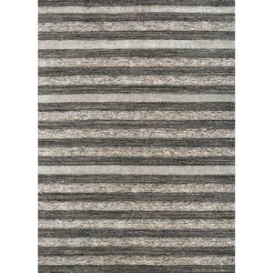 Alfombra Contour Green Clásica a Rayas de Lana y Viscosa Tejida a Mano de 10 mm, Rectángulo Grande para Sala de Estar, Pasillo, para Adolescentes - Hwv-51027 - Product Image 1