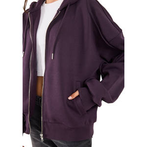 Dernières tendances : sweats à capuche zippés pour femmes, en polaire polyester/coton respirant, coupe oversize, prix de gros - Product Image 4