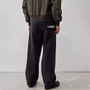 Jeans Ajustados de Estilo Hip Hop para Hombre, 100% Algodón, Ecológicos, Lavados, Estilo Urbano, con Parche con Logotipo Personalizado en Relieve - Product Image 5