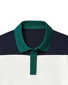 Polo homme à blocs de couleur, manches courtes, coton, décontracté, t-shirt de golf, vert, blanc, bleu marine, rayures contrastées, vêtements d'été, haut homme confortable - Product Image 5