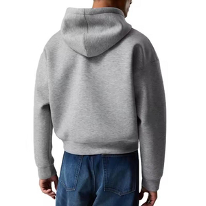 Sweat à capuche en coton biologique avec fermeture éclair pour hommes, sweat-shirt à capuche en polaire, couleur unie, couleur unie, poids lourd - Product Image 2