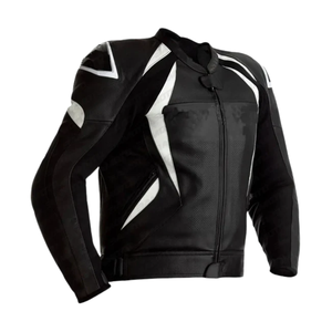 Men's Track Racer White & Black 100% Genuine Cowhide Leather Motorbike Jacket With Protections Motorcycle Riding Jacket For Men - Product Image 3