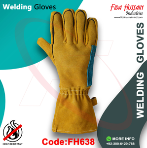 Gants en cuir Top vente en gros gants de soudage doublure en laine polaire longue manchette résistant à la chaleur gant de soudage - Product Image 4