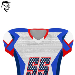 Uniformes de fútbol americano personalizados al por mayor, poliéster transpirable, manga corta, diseño impreso, MOQ bajo, alta calidad - Product Image 2