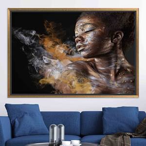 Lienzo Impreso: Hermosa Obra de Arte de Mujer Africana - Decoración Moderna, Lienzo con Marco Dorado - Product Image 1
