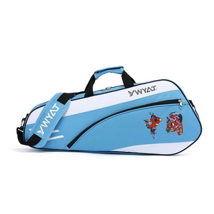 Bolsa de Raquetas WYAT Azul y Blanca con Parches de Dibujos Animados, Capacidad para 3 Raquetas, Bolsa Deportiva - Product Image 1