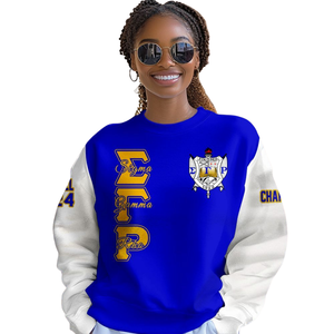 Sweat-shirt à col rond bleu et or Sigma Gamma Rho Greek Sorority 1922, pull en polaire de qualité supérieure, tenue d'hiver pour femmes - Product Image 4