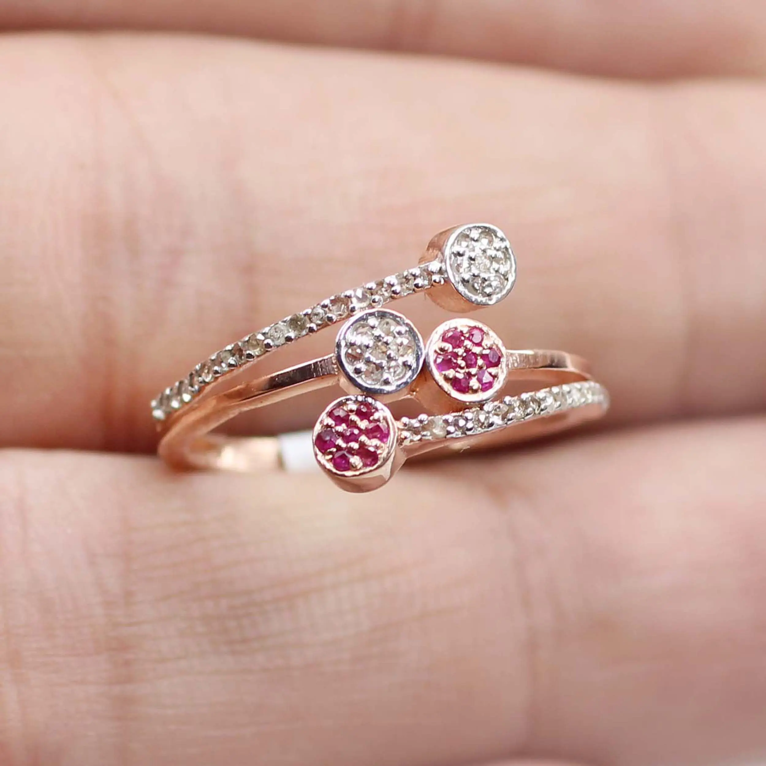 Tự nhiên Ruby nhẫn và Nhẫn kim cương Nhẫn Bạc Đá Quý đồ trang sức Bán buôn giá