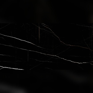 Carreaux de sol en céramique noire polie avec veinage or et blanc, surface moderne émaillée, utilisation intérieure et extérieure - Product Image 2