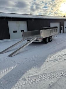 Used Gooseneck Dump Trailer 81.5x14' Hydraulic Jack Aluminum Ramps <b>Tarp</b> Pump GVWR 9990 5200lb Axles High Productivity Durable - Product Image 6