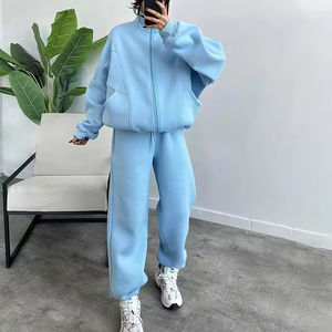 Ensemble sweat-shirt surdimensionné et pantalon de survêtement ample à jambe droite avec logo personnalisé |   Survêtement unisexe de qualité supérieure, vente en gros - Product Image 3