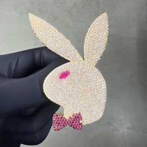 Exclusivo Colgante de Lujo Hip Hop con Moissanita de Corte Brillante, Chapado en Rodio, de Plata de Ley y Oro de 14K, Proveedor de Regalos Personalizados OEM - Product Image 1