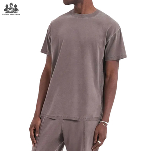 T-shirt pour homme en denim délavé en gros |   T-shirt en tricot 100% coton vintage streetwear |   Logo personnalisé OEM, écologique, séchage rapide - Product Image 4