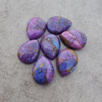 Turquoise Cuivrée Naturelle de Qualité AAA, Forme Poire Goutte d'Eau, Cabochon à Dos Plat, Pierre Précieuse Certifiée par un tiers, Toutes Tailles