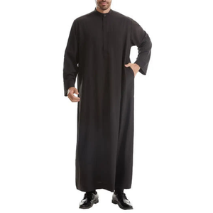 Approvisionnement direct usine : Abaya saoudienne noire brodée marocaine en polyester/coton, manches longues, séchage rapide, respirante, coupe ample - Product Image 5