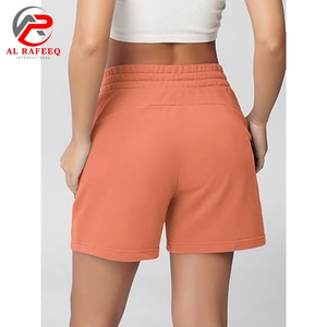 Shorts Deportivos de Mujer con Cintura Alta Elástica, Transpirables, de Felpa, con Cordón Ajustable, Ajustados, de Spandex/Poliéster - Product Image 2